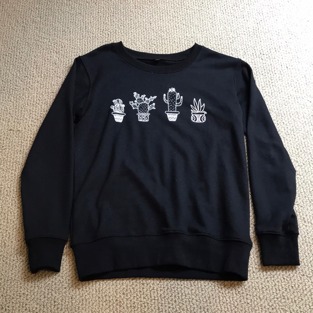 Black succulent sweatshirt